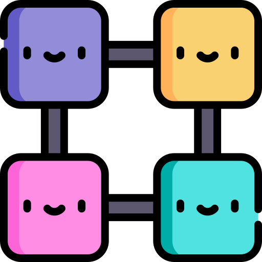 blockchain Kawaii Lineal color icono