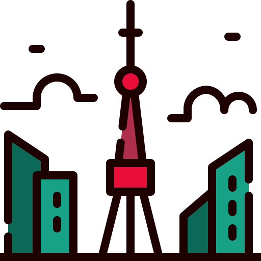 wieża tokyo Mangsaabguru Lineal Color ikona