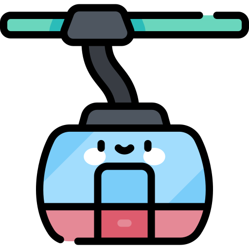 Cable car cabin Kawaii Lineal color icon