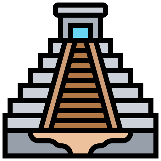 piramide van chichen itza Meticulous Lineal Color icoon