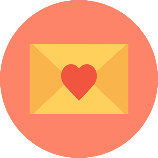 lettera d'amore Flat Color Circular icona