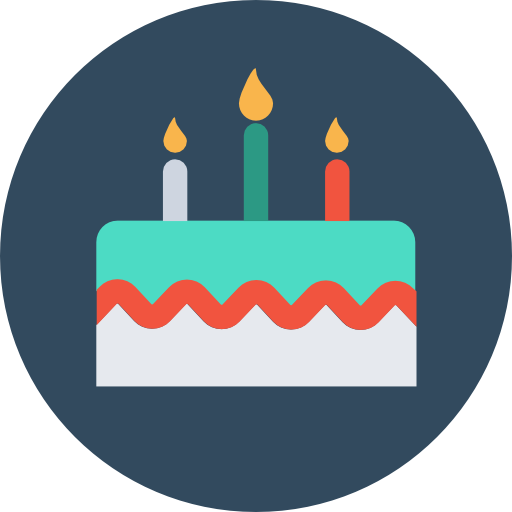 pastel de cumpleaños Flat Color Circular icono