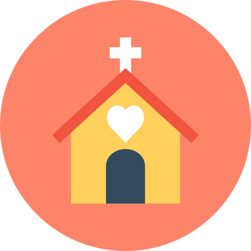 kościół Flat Color Circular ikona