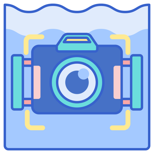 fotocamera subacquea Flaticons Lineal Color icona