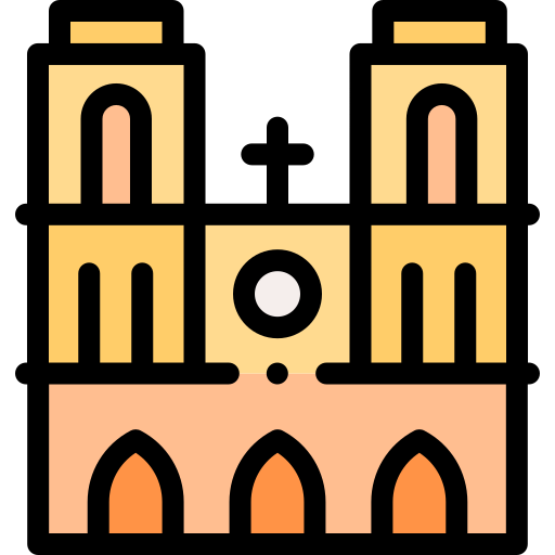 Notre dame Detailed Rounded Lineal color icon
