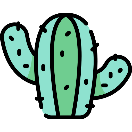 kaktus Kawaii Lineal color ikona