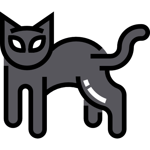 gatto nero Detailed Straight Lineal color icona