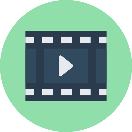 reproductor de video Flat Color Circular icono