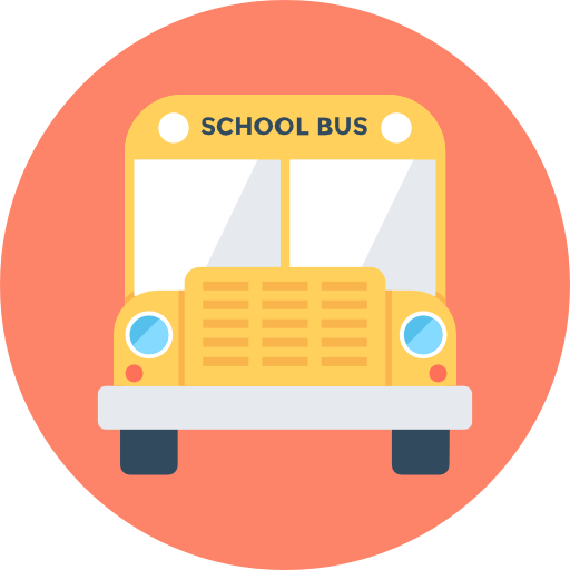 autobús escolar Flat Color Circular icono