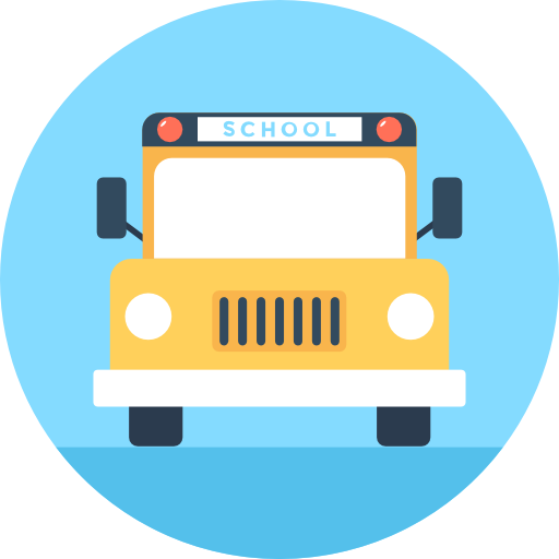 autobús escolar Flat Color Circular icono