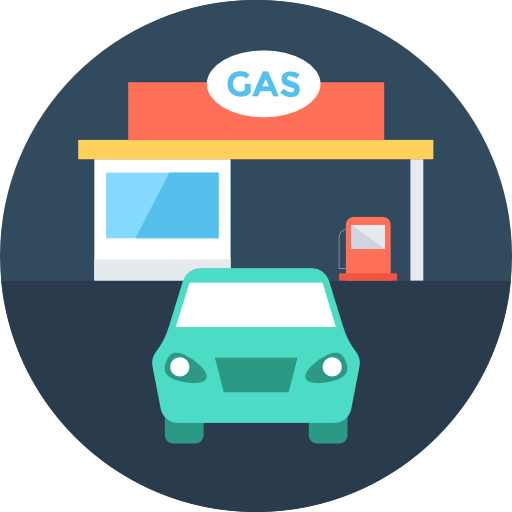 benzinestation Flat Color Circular icoon