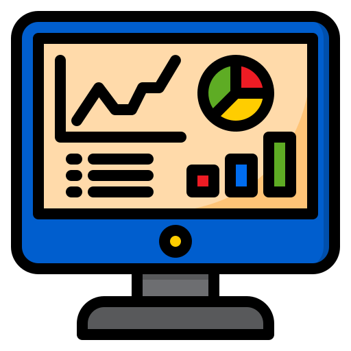 Web analytics srip Lineal Color icon