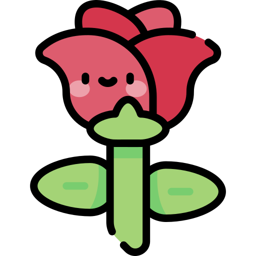 rosa Kawaii Lineal color icono