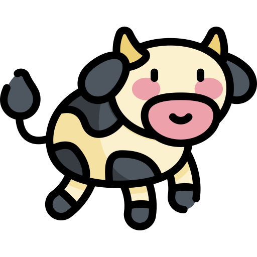Корова Kawaii Lineal color иконка