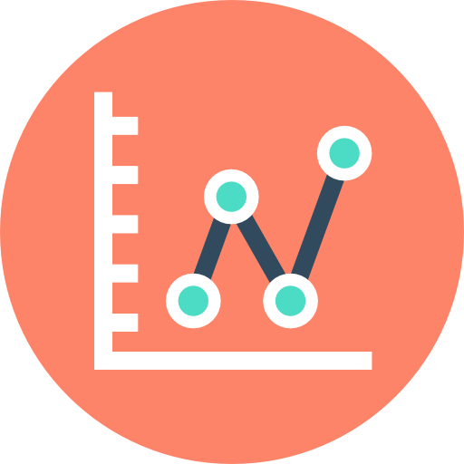 analytics Flat Color Circular Ícone