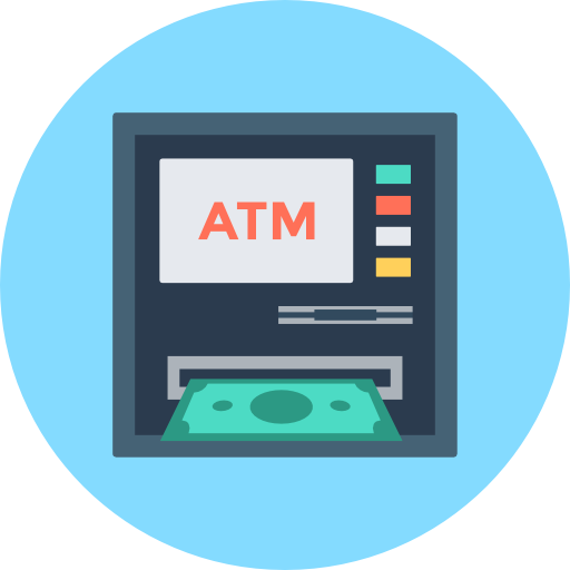 geldautomaat Flat Color Circular icoon