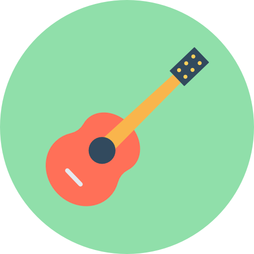 akoestische gitaar Flat Color Circular icoon