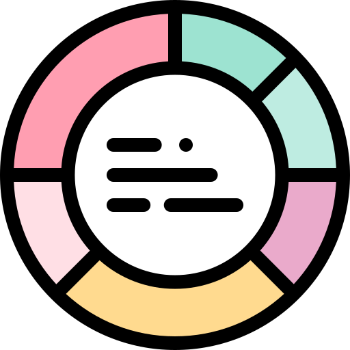 파이 차트 Detailed Rounded Lineal color icon