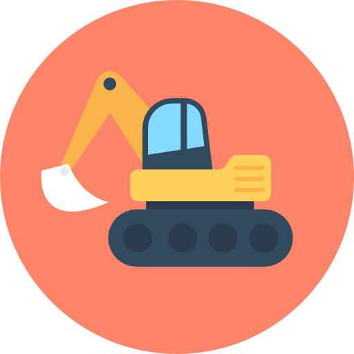 Excavator Flat Color Circular icon