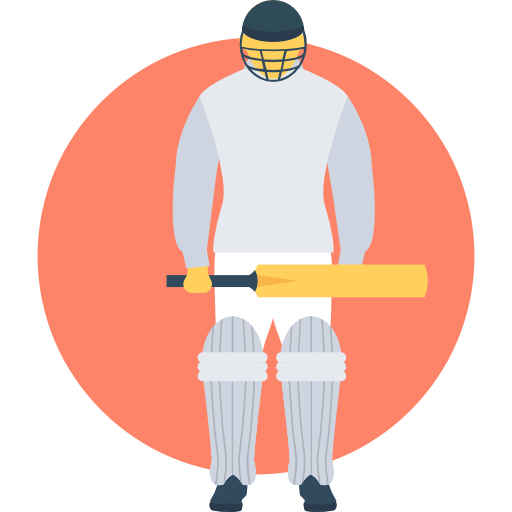 クリケット選手 Flat Color Circular icon