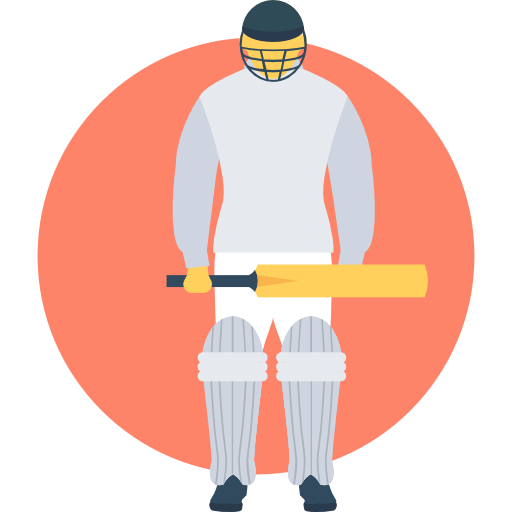 joueur de cricket Flat Color Circular Icône