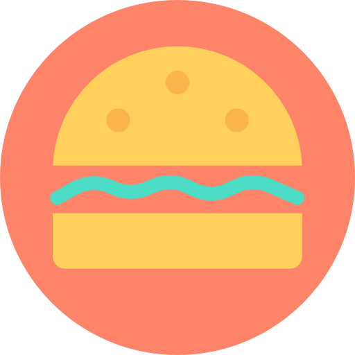 햄버거 Flat Color Circular icon
