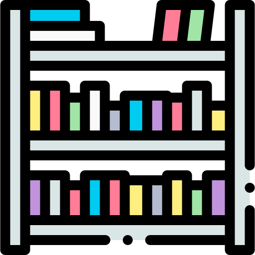Bookshelf Detailed Rounded Lineal color icon