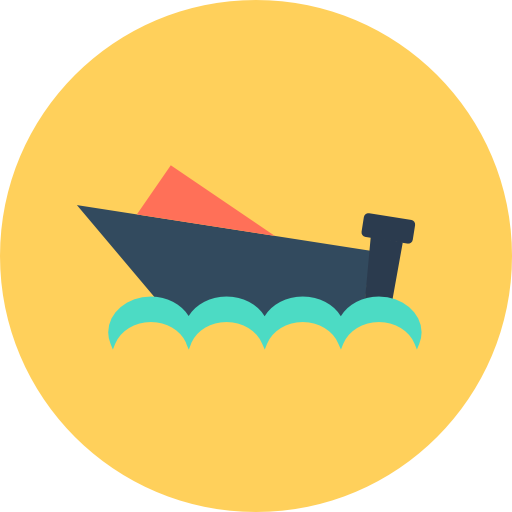 barca Flat Color Circular icona