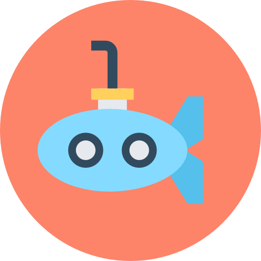 submarino Flat Color Circular icono