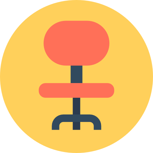 cadeira de escritório Flat Color Circular Ícone