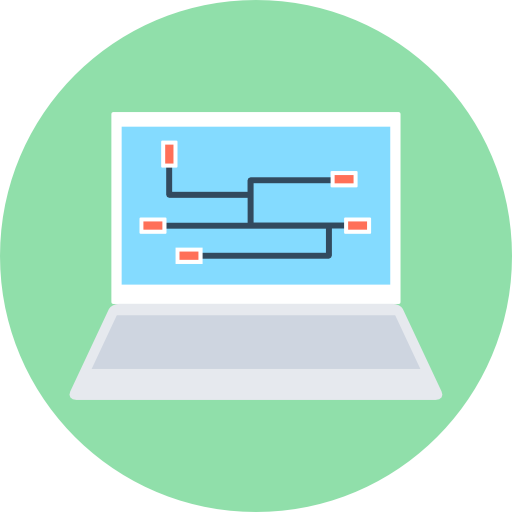 ordenador portátil Flat Color Circular icono