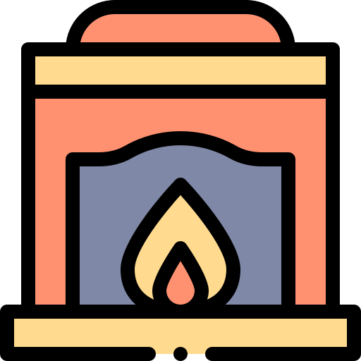 Fireplace Detailed Rounded Lineal color icon