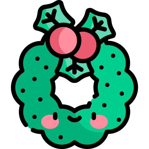 Christmas wreath Kawaii Lineal color icon