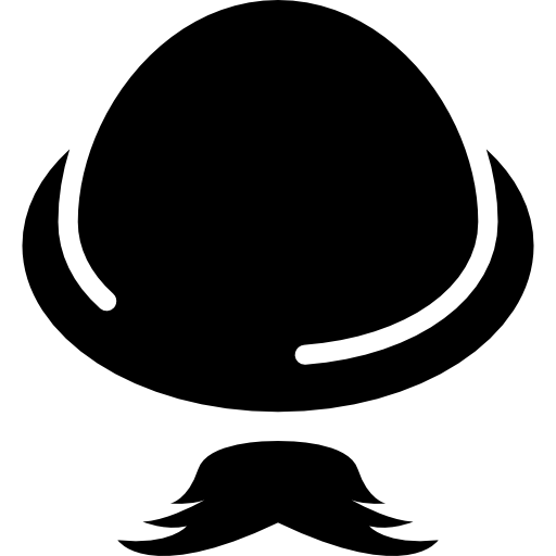 sombrero fedora redondo con bigote  icono