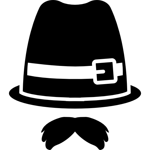 baffi e cappello fedora con fibbia  icona
