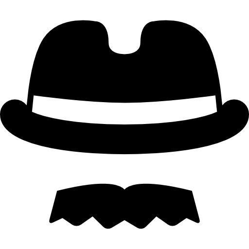 bigote y sombrero fedora  icono