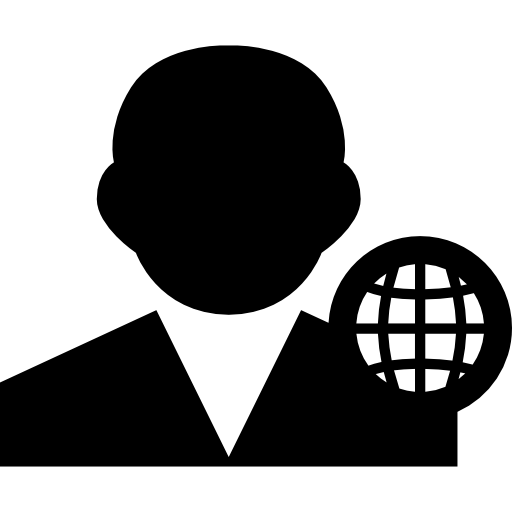 usuario con cuadrícula mundial  icono