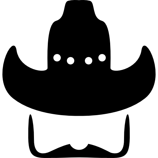 cappello da cowboy con baffi  icona