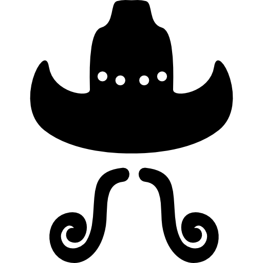 kowbojski kapelusz z wąsem  ikona