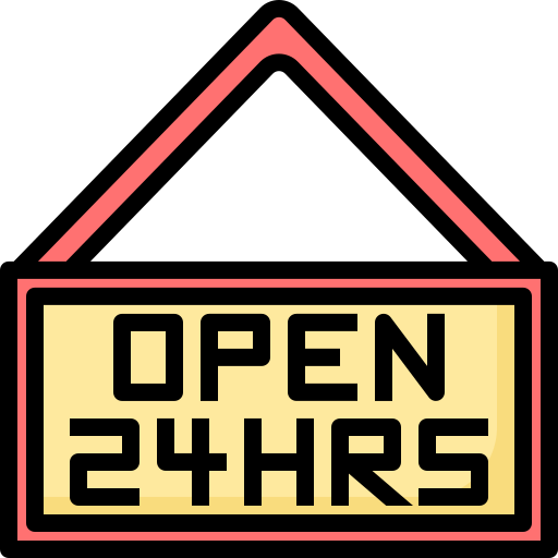 Open 24 hours Generic Outline Color icon