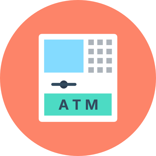 geldautomat Flat Color Circular icon