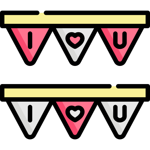 banderines Kawaii Lineal color icono