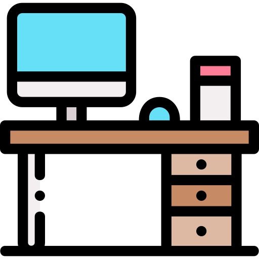 escritorio de oficina Detailed Rounded Lineal color icono