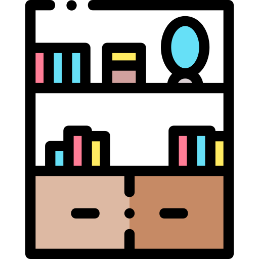 Bookshelf Detailed Rounded Lineal color icon
