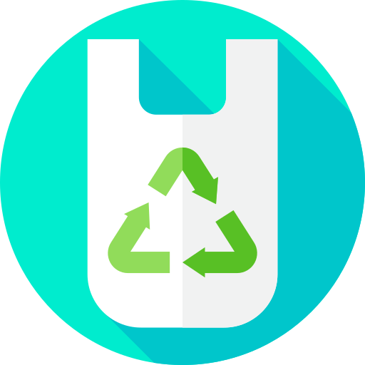 bolsa de plástico reciclado Flat Circular Flat icono