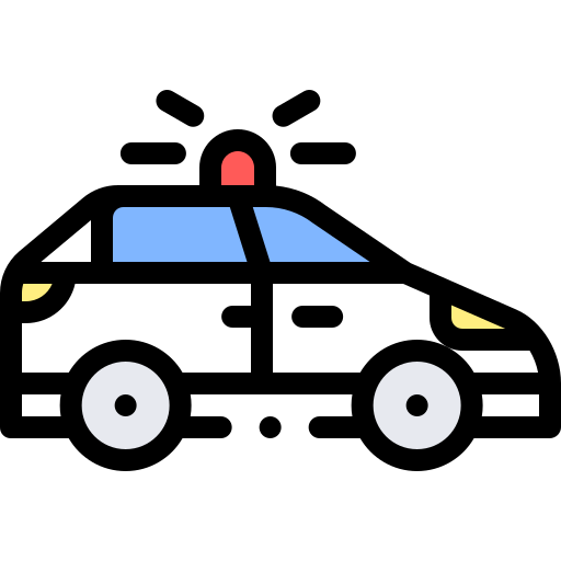 Police car Detailed Rounded Lineal color icon