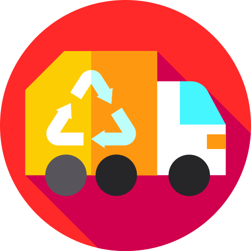 camión de reciclaje Flat Circular Flat icono