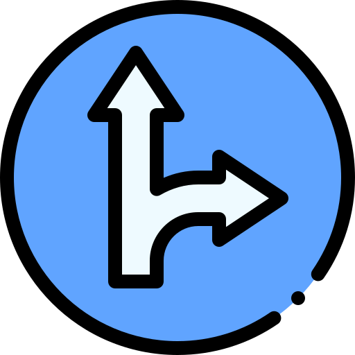 똑바로 또는 오른쪽으로 이동 Detailed Rounded Lineal color icon