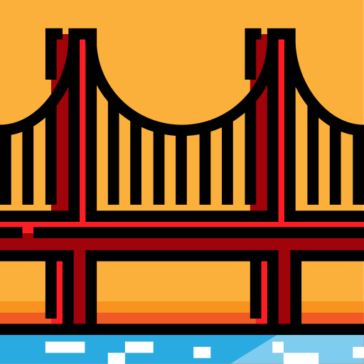 golden gate bridge Detailed Straight Lineal color icona