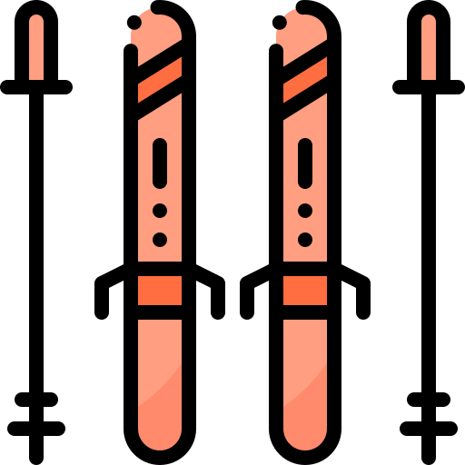 Лыжное снаряжение Pixelmeetup Lineal Color иконка